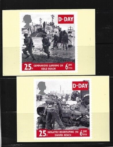 Great Britain-D-Day landings -Set of 5-Official postcards World War II -1994