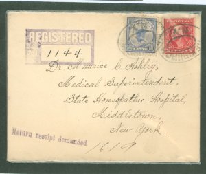 US 406/F1 August 1912 cover sent from Newburgh, NY to Middletown, NY with 2c for domestic first class service, 10c for minimum r