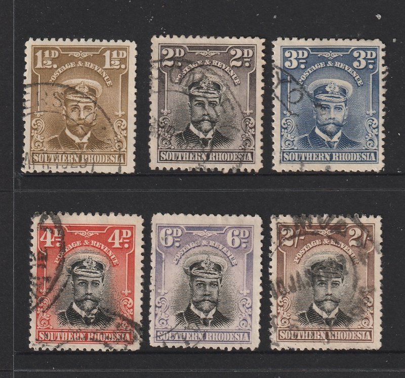 Southern Rhodesia x 6 used KGV from the 1924 series