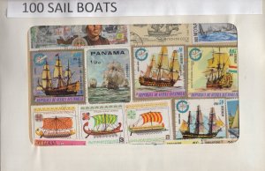 A Nice Selection Of 100 All Different Topicals. Sail Boats.   #02 TOP64