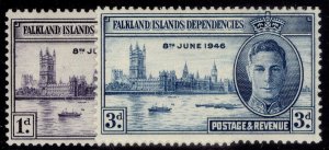 FALKLAND ISLANDS - Dependencies GVI SG G17-G18, 1946 VICTORY set, M MINT.