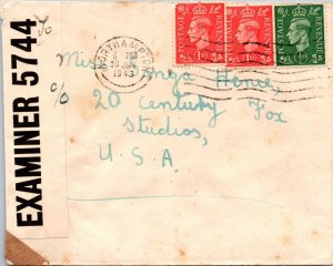 England 1943 - Censor Cover - 2 x 1d / 0.5d - Flag Cancel - Northampton - J1720