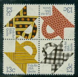 1745-1748 13c Quilts Fine MNH Zip Copy Right Blk/4 LL F15400