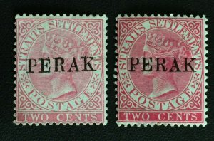 Malaya 1884-89 Perak opt Straits Settlements QV 2c Mint SG#17 varieties M3569