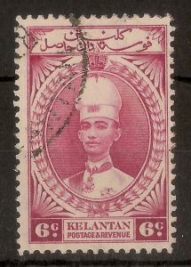 Kelantan 1937 6c Ismail Fine Used c£14