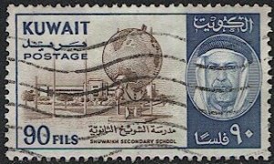 KUWAIT 1961 Sc 168  90 fils Used VF, School + Globe