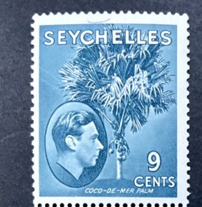 Seychelles: 1949 King George VI definitive, 9c dull-blue, chalk paper, MNH