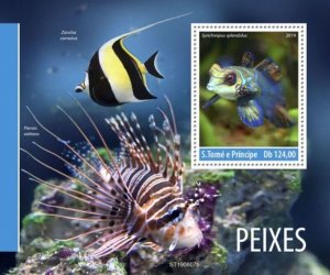 St Thomas - 2019 Fishes on Stamps - Stamp Souvenir Sheet - ST190607b