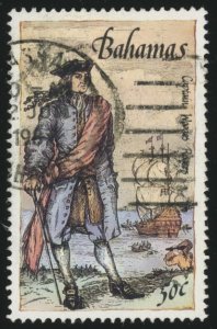 BAHAMAS Sc 628 USED - 1987 50¢ - Capt. Woodes Rogers