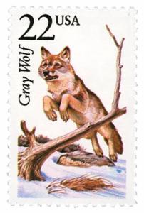1987 22c Gray Wolf, North American Wildlife Scott 2322 Mint F/VF NH 