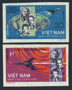 Viet Nam 340-341 imperf, MNH. Mi 359B-360B. Flight of Voskhod 1. Cosmonauts.1965