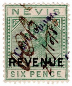 (I.B) St Christopher (Nevis) Revenue : Duty Stamp 6d