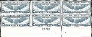 C24 Mint,OG,NH... Plate Block of 6... SCV $110.00