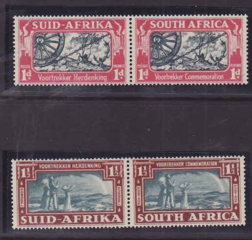 South Africa-Sc#79-80- id9-unused og NH KGVI set-Voortreckers-1938-