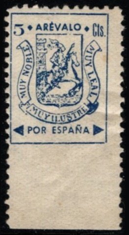 1937 Spain Civil War 5 Centimos Arevalo Local Seal For Spain MNH