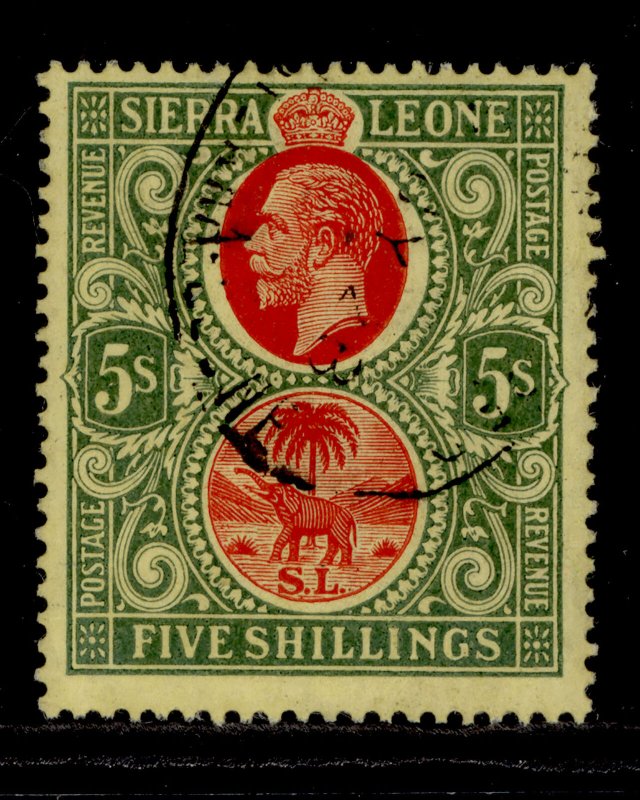 SIERRA LEONE GV SG145, 5s red and green/yellow, FINE USED. Cat £60.