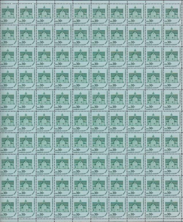 US # 1606  Township School   Full sheet of 100  MNH