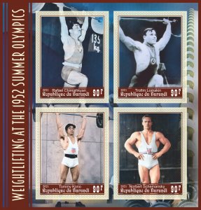 Stamps. Olympic Games 1952 Weightlifting 2021 year 1+1 sheets perf Burundi