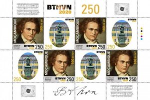 Mozambique - 2020 Ludwig van Beethoven - 8 Stamp Sheet - MOZ200227a 
