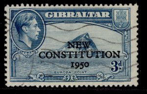 GIBRALTAR GVI SG141, 3d greenish blue, FINE USED.