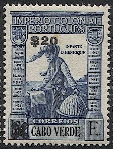 CAPE VERDE Portuguese Colonies 1952 Sc 289  20c on $1.75 Mint NH VF