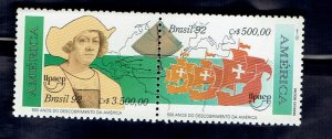 BRAZIL SCOTT#2360-2361 1992 DISCOVERY OF AMERICA - SE-TENANT PAIR - MNH