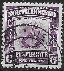 NORTH BORNEO SGD87 1939 6c VIOLET POSTAGE DUE USED