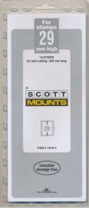 Prinz Scott Stamp Mount 29/265 mm CLEAR - Pack of 10 (29x265  29mm)  STRIP 1079