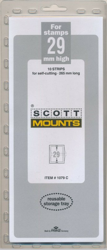 Prinz Scott Stamp Mount 29/265 mm CLEAR - Pack of 10 (29x265  29mm)  STRIP 1079 