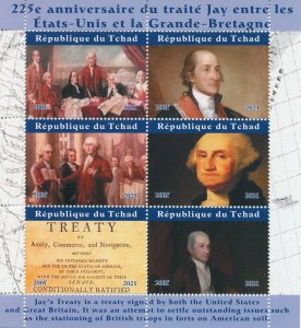 Chad 2021 MNH Military Stamps Jay Treaty George Washington US Presidents 6v M/S