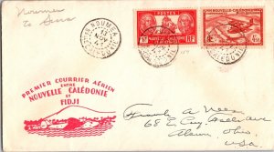 KAPPYSTAMPS  NEW CALEDONIA 1941 FIRST FLIGHT COVER NOUMEA TO SUVA FIJI  AV62