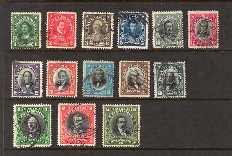 Chile Scott #98-111 used F/VF