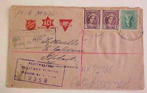 AUSTRALIA SALVATION ARMY AUS ARMY 240 CENSORED REGISTERED 1945 JUNE 2 