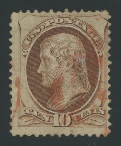 USA 150 - 10 cent Jefferson - Fine Used with Red Cancel
