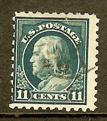 Scott #434, 11c Franklin, P10, Light Cancel, SL Wmk, Used