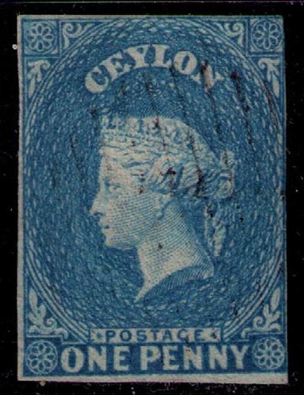 CEYLON Sc# 3 USED VGF  Queen Victoria 