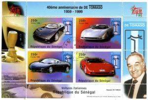 Senegal 1999 DE TOMASO Cars Italia'98 Exhibition Sheet Perforated Fine used