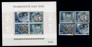 Norway 1028 MNH souvenir sheet + stamps National Stamp Day Glass art