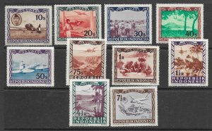 Indonesia C1-9, 11 MNH 10 values of longer set x 5 of each,  f-vf 2022 CV $68.00