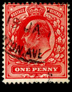 SG281, 1d rose-carmine, PERF 15x14, FINE USED. Cat £15.
