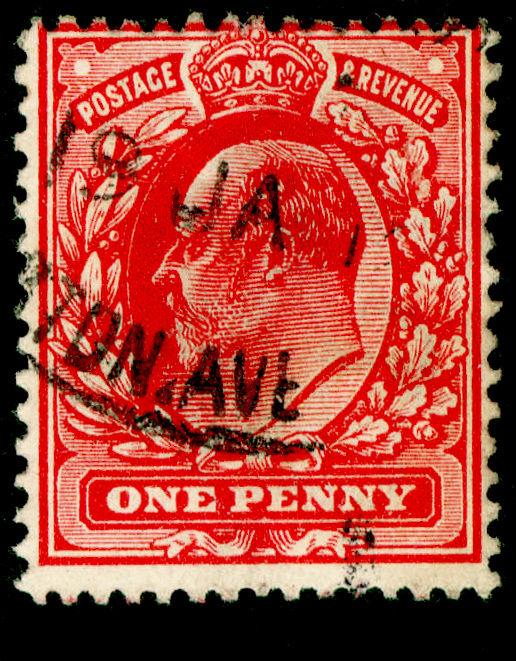 SG281, 1d rose-carmine, PERF 15x14, FINE USED. Cat £15.