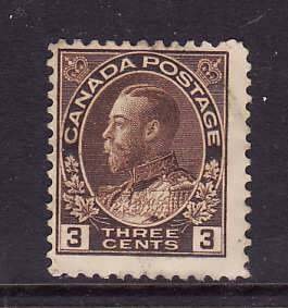 Canada-Sc#108- id2-unused  heavy hinged o.g.3c brown KGV Admiral -1918-