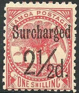 Samoa SG86 2 1/2d (Black) on 1/- dull rose-carmine M/M Cat 15 pounds