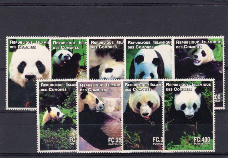 Comoro Islands 2000 PANDAS WILDLIFE Set (9) Perforated MNH VF