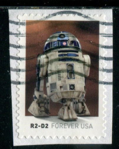 5574 US (55c) Star Wars Movie Droids SA, used on paper