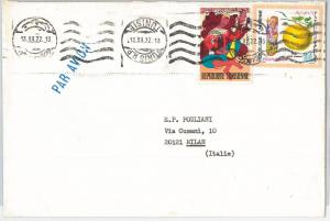 59320 - TUNISIA Tunis - POSTAL HISTORY: COVER to ITALY  1972  NATURE Fruit MUSIC
