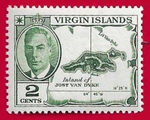 BRITISH VIRGIN ISLANDS SCOTT#102 1952 2c MAP OF JOST VAN DYKE ISLAND - MNH