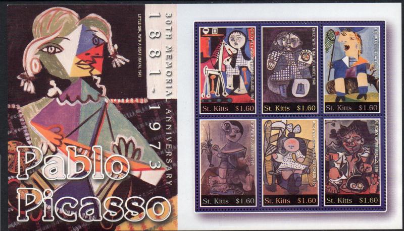 ST. KITTS 569-570 MNH S/S SCV $10.50 BIN $6.25 PICASSO