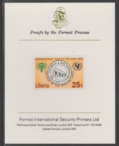 LIBERIA 1979 YEAR OF THE CHILD  imperf proof mounted on Format Int Proof Card