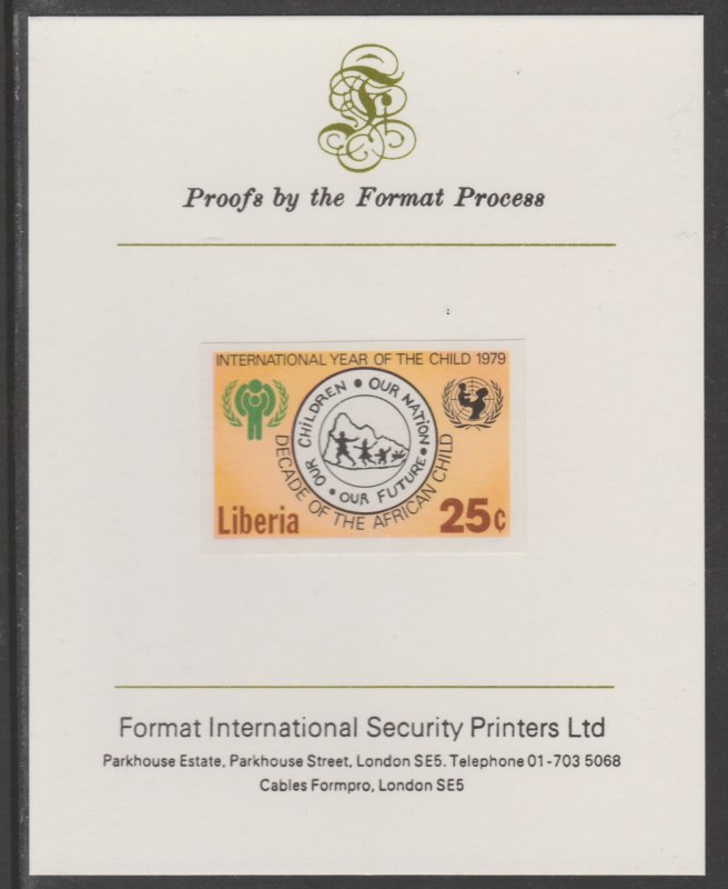 LIBERIA 1979 YEAR OF THE CHILD  imperf proof mounted on Format Int Proof Card